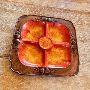 Vintage 50's Treasure Craft Divided Ceramic Tray Made in USA - Retro